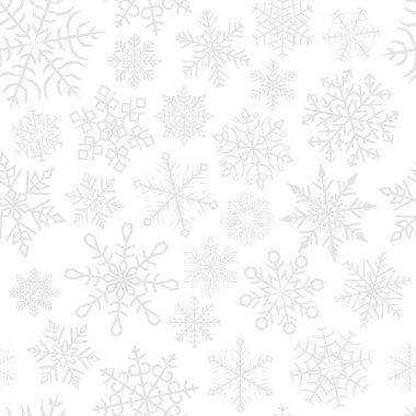 Noel ve yeni yıl kartpostalları ya da selamlar için kusursuz kar taneleri deseni. Kar tanelerinin kış arkaplanı.