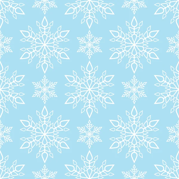 Bezešvé Sněhové Vločky Vzor Pro Vánoční Novoroční Pohlednice Nebo Pozdravy — Stockový vektor