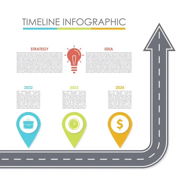 Zakelijke Routekaart Infographic Tijdlijn Sjabloon Kan Worden Gebruikt Voor Moderne — Stockvector