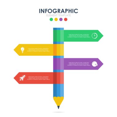 Kalemle birlikte ticari bilgi grafikleri şablonu. Sunumlar, afişler veya web tasarımı için kullanılabilir. Eğitim illüstrasyonu.