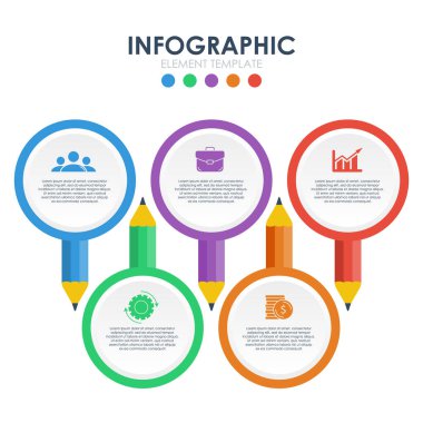 Kalemle birlikte ticari bilgi grafikleri şablonu. Sunumlar, afişler veya web tasarımı için kullanılabilir. Eğitim illüstrasyonu.