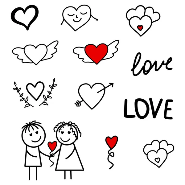 Iconos San Valentín Corazón Símbolos Amor Listos Ilustración Vectorial — Vector de stock