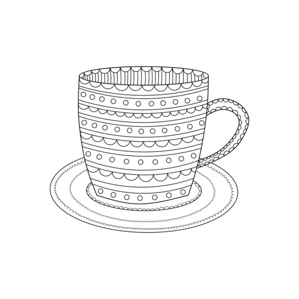 Handgezogene Tasse Vorhanden Becher Symbol Vorhanden Malvorlage Vektorillustration — Stockvektor