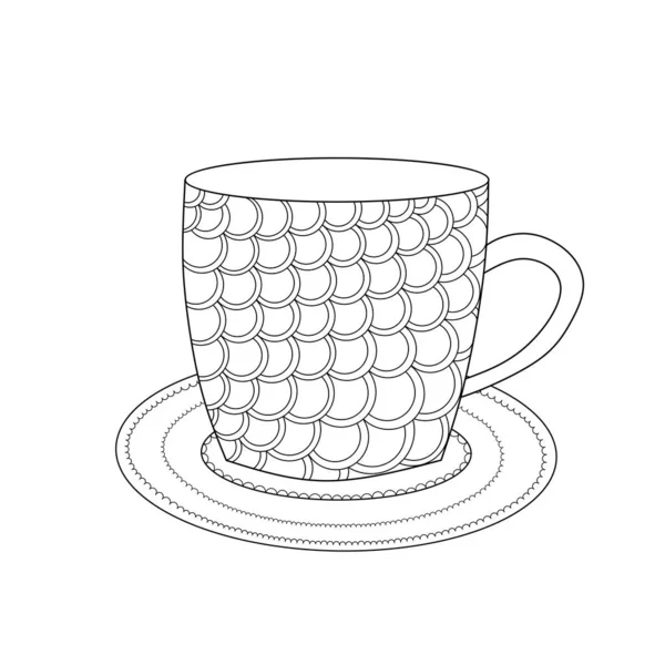 Handgezogene Tasse Vorhanden Becher Symbol Vorhanden Malvorlage Vektorillustration — Stockvektor