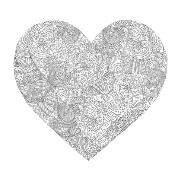 Heart Coloring Page Zentangle Art Strass Coloring Mandala Coloring Books — Image vectorielle