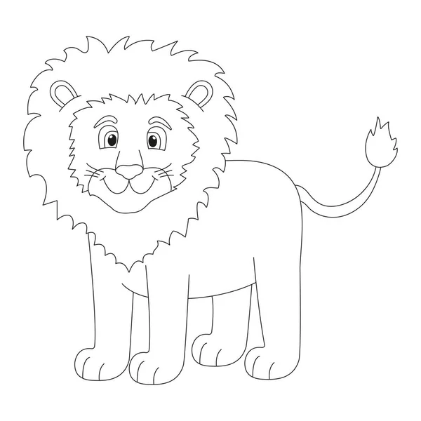 Målarbok För Barn Med Ett Lejon Söt Djurkonst Vektorillustration — Stock vektor