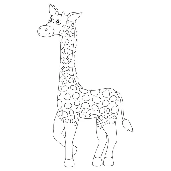 Malbuchseite Für Kinder Mit Einer Giraffe Niedliche Tierkunst Vektorillustration — Stockvektor