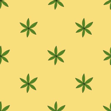 Tropikal bitkilerle kusursuz desen. Yeşil ve sarı dijital kağıt. Vektör illüstrasyonu