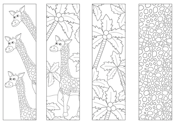 Раскрашиваю Закладки Детей Жирафом Милое Животное Ладони Векторная Иллюстрация — стоковый вектор