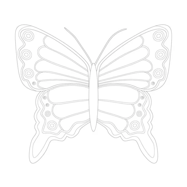 Butterfly Coloring Page Coloring Book Page Adults Kids Hand Drawn — Stockvektor