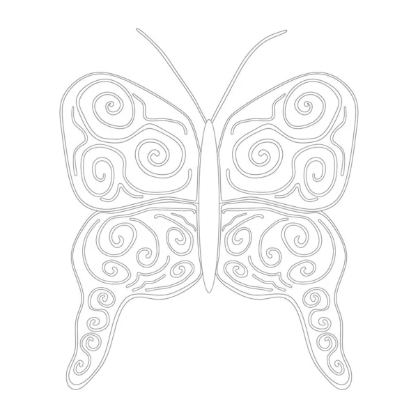 Butterfly Coloring Page Coloring Book Page Adults Kids Hand Drawn — Stockvektor