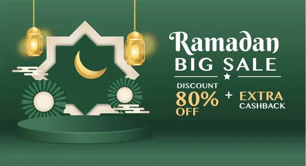 Ramazan Kareem yeşili fenerler ve podyumla