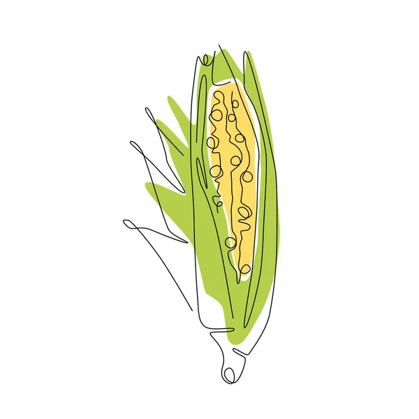 Maïs Stylisé Isolé Sur Fond Blanc Une Icône Vectorielle Ligne — Image vectorielle