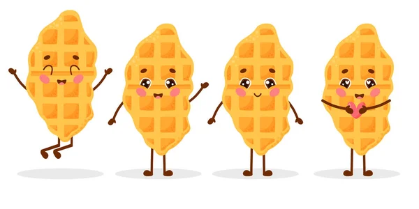 Bir dizi tatlı çizgi film karakteri farklı duygular içinde kıvranıyor. Vektör illüstrasyonu beyaz arkaplanda izole edildi.