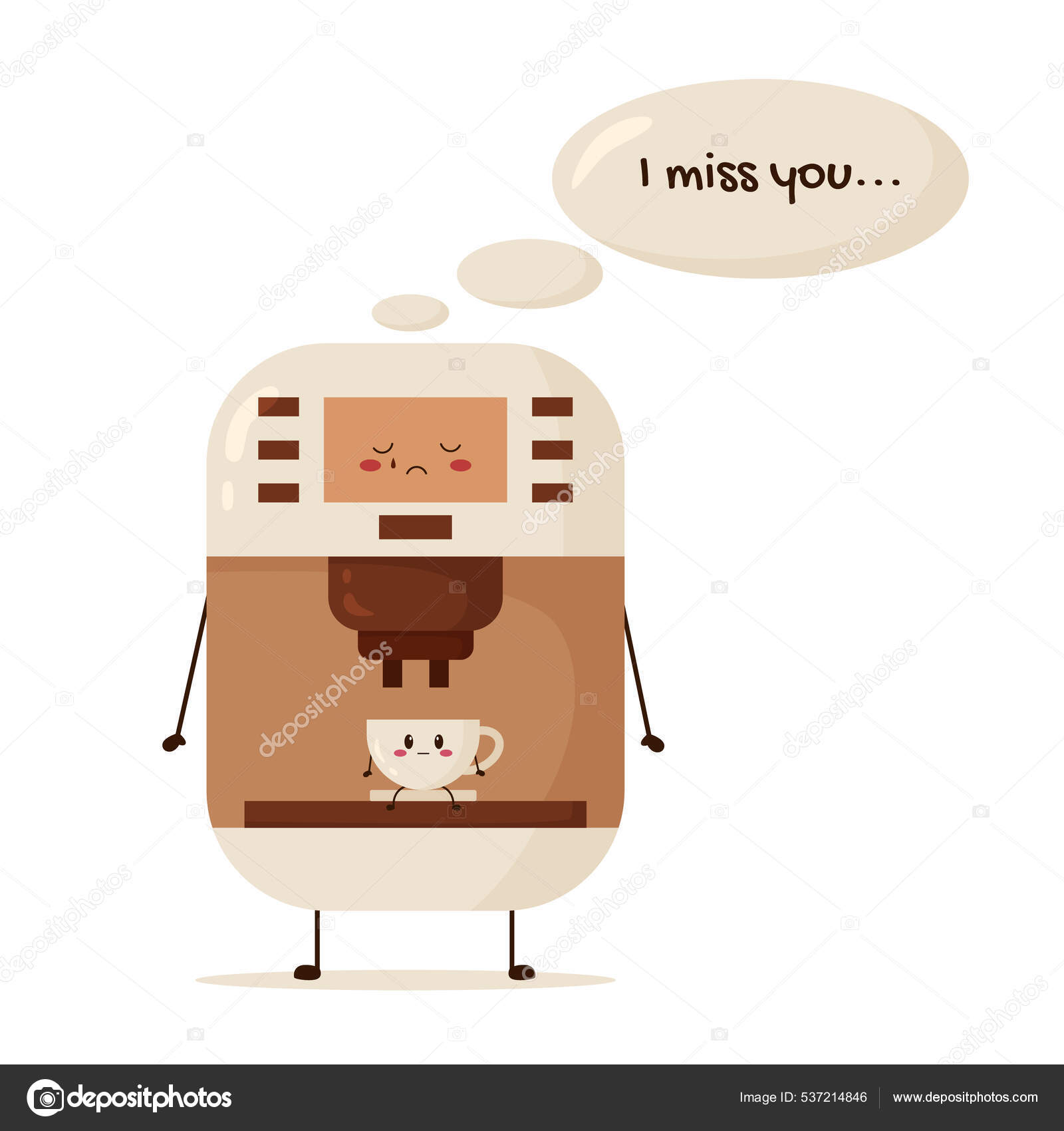 Print Cute Sad Coffee Machine Cup Character Text Flat Vector Stock Vector  Image by ©halyna_shnitser #537214846