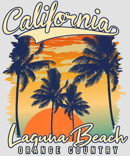 California Laguna Beach Orange Country Shirt Design — Vector de stock