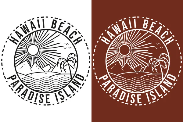 Hawaii Plajı Cennet Adası Tişört Tasarımı