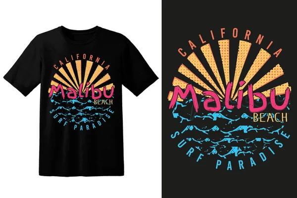 California Malibu Sahili Sörf Cenneti Sörf severler için tişört tasarımı