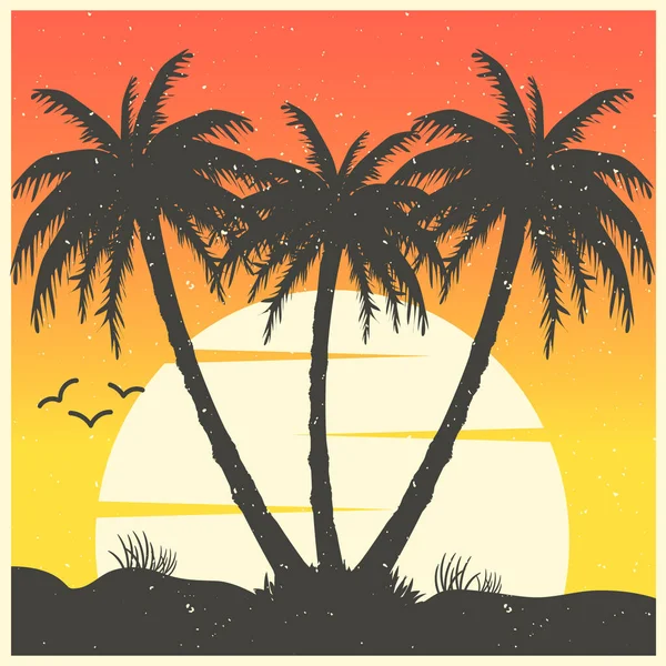 Sunset Beach Summer Design — Image vectorielle