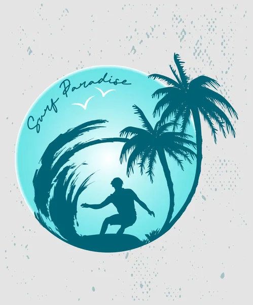 Surf Paradise Cool Camiseta Verano Diseño Para Los Amantes Del — Vector de stock