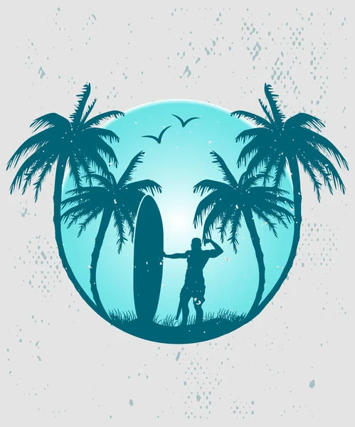 Cool Summer Palm Beach Camiseta Diseño Para Los Amantes Del — Vector de stock