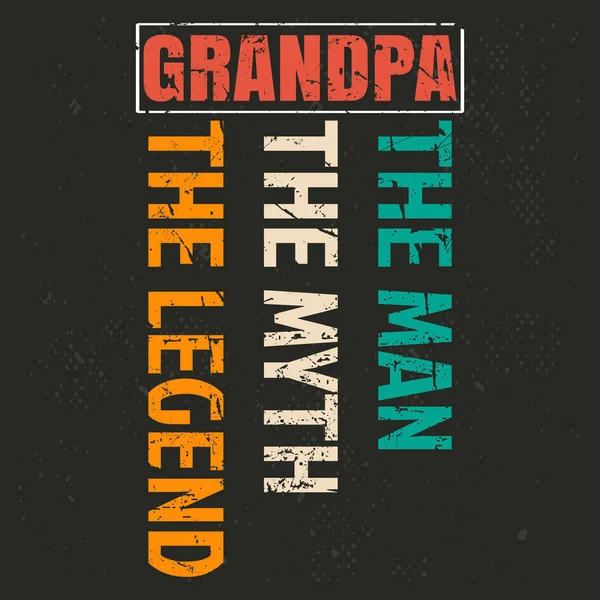 Avô Homem Mito Lenda Retro Vintage Shirt Design Para Avô — Vetor de Stock