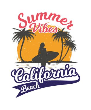 Summer Vibes California Beach Vintage Tshirt Design