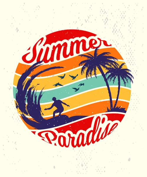 Summer Vibes Hawaii Surfing Vintage Tshirt Design — Stockvektor