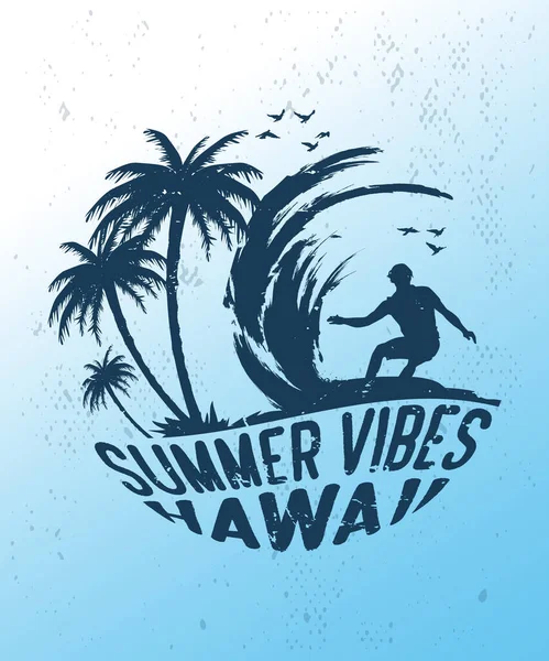 Yaz Vibes Hawaii sörf Vintage tişört tasarımı