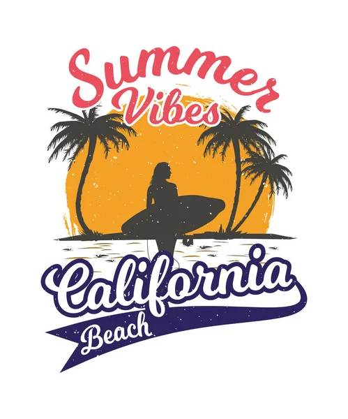 California Beach Vintage Design — стоковый вектор