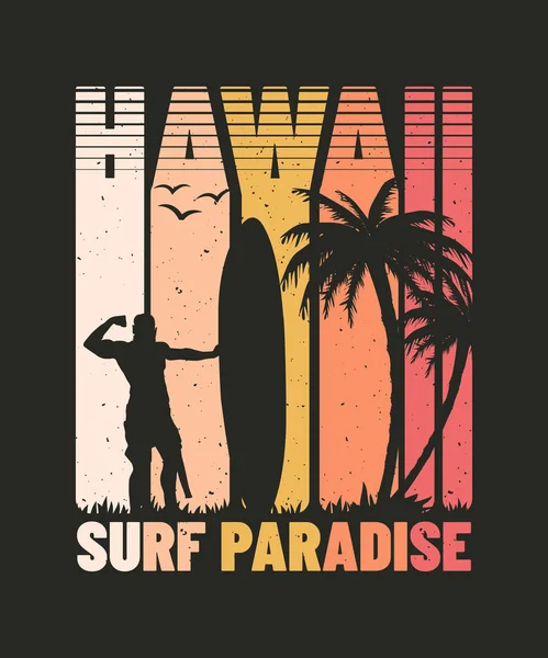 Tropical Hawaii Surf Paradise Retro Vintage Shirt Design — Vector de stock