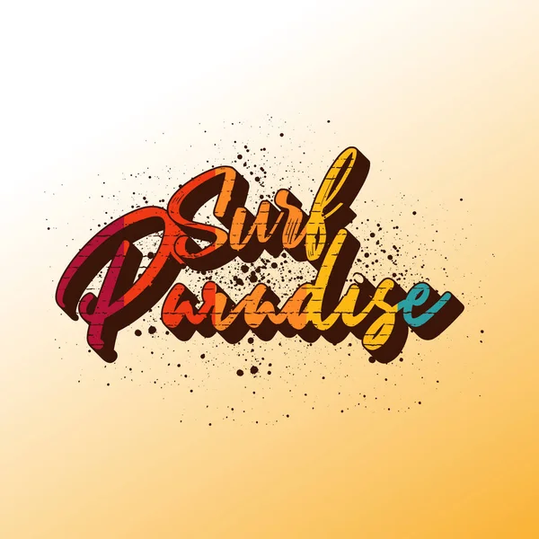 Surf Paradise Palm Beach Tropical Summer Retro Typography Illustration — ストックベクタ