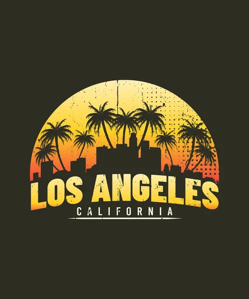 Los Angeles Skyline Summer Tshirt Design — Vector de stock