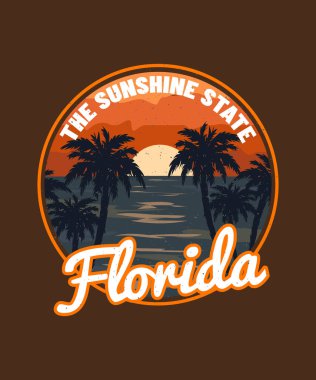 Florida Sunshine State Sunset Beach tişört tasarımı