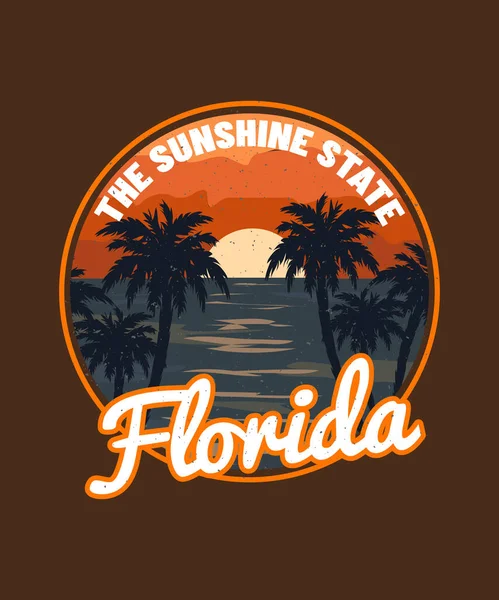 Florida Sunshine State Sunset Beach Shirt Design — Archivo Imágenes Vectoriales