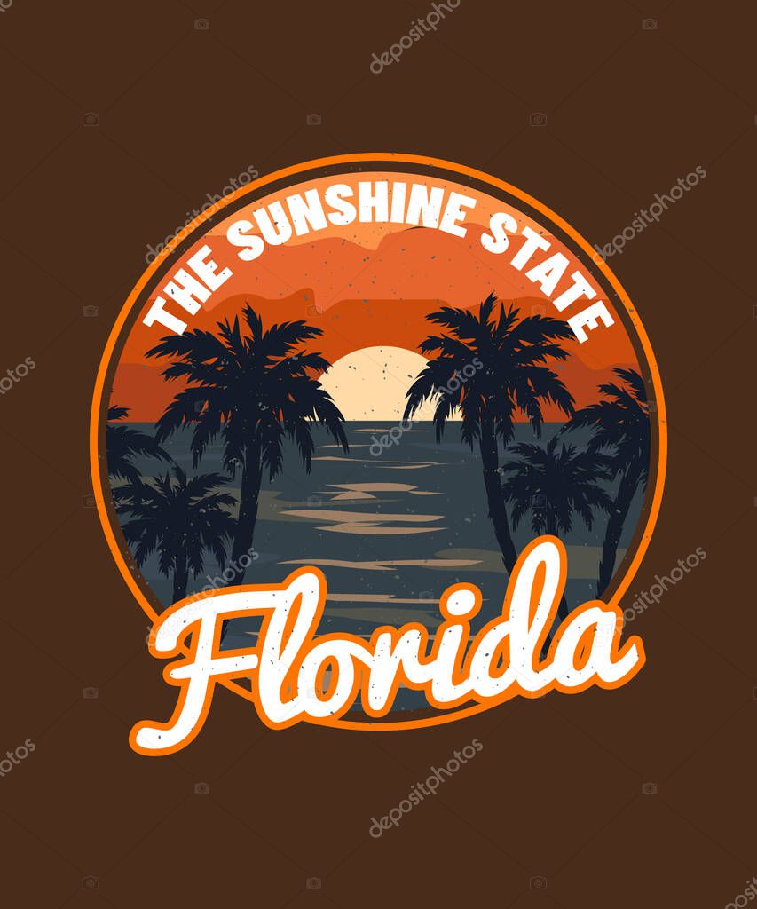 Florida Sunshine State Sunset Beach T-shirt Design