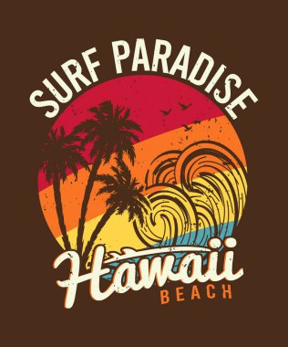 Sörf Cenneti Hawaii Plaj Tişörtü Tasarımı