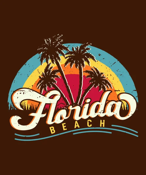 Florida Plajı Yaz Retro tişört Tasarımı