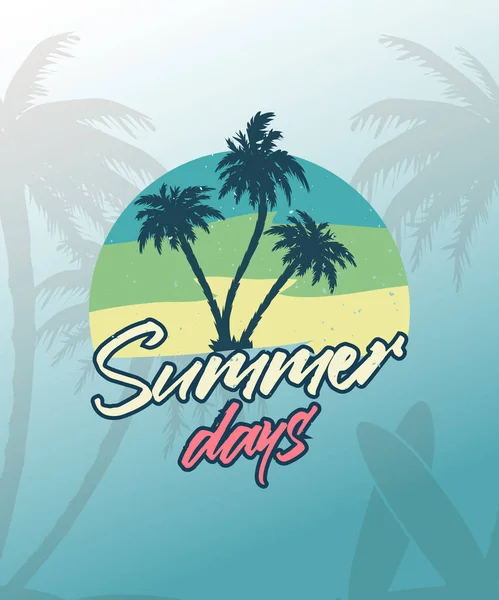 Sommer Tage Palm Beach Shirt Design — Stockvektor