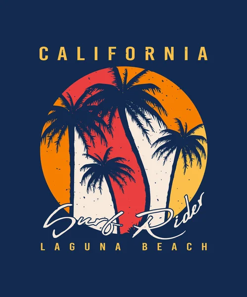 California Laguna Beach Surf Paradise Retro Diseño Camisetas Vintage — Vector de stock