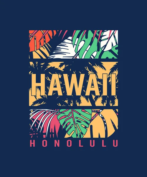 Diseño Camiseta Tropical Hawaii Honolulu — Vector de stock