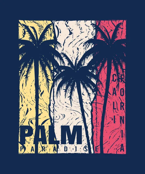California Palm Beach Retro Tişört Tasarımı — Stok Vektör
