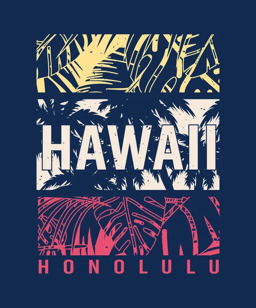 Diseño Camiseta Tropical Hawaii Honolulu — Vector de stock