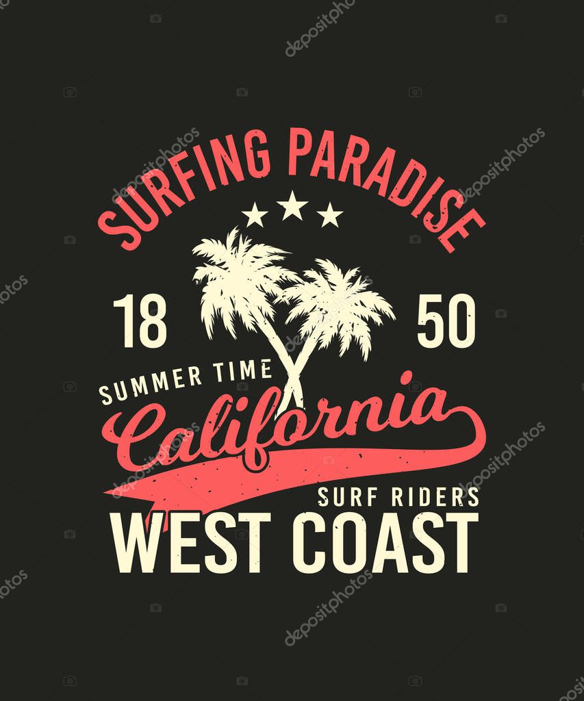 California West Coast Surf Shirt Design