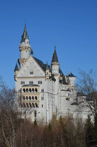 Castelo Neuschwanstein em luz do sol brilhante — Fotografia de Stock