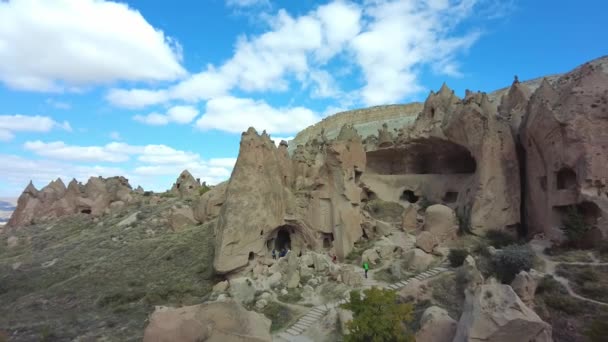 Freilichtmuseum Zelve Kappadokien Türkei Oktober 2021 Alte Felsenhäuser Kappadokien — Stockvideo