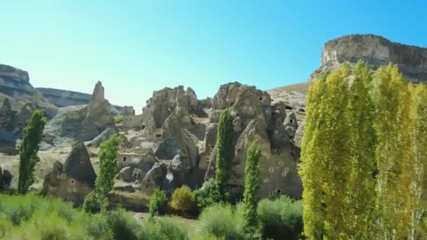 Antiga Cidade Caverna Capadócia Turquia Casas Pedra Antigas Esculpidas Pedra — Vídeo de Stock