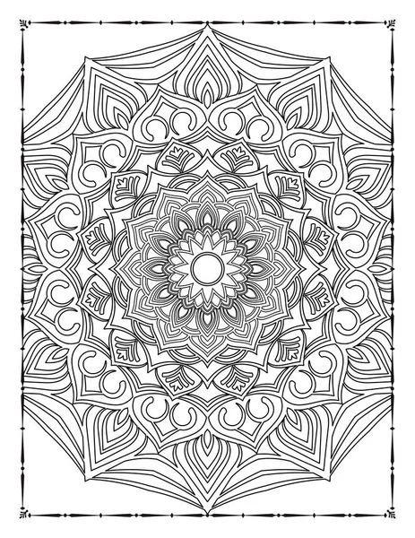 Adults Mandala Floral Coloring Page Kdp Interior — Vettoriale Stock