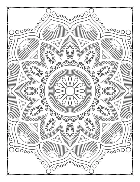 Adults Mandala Floral Coloring Page Kdp Interio — Stok Vektör