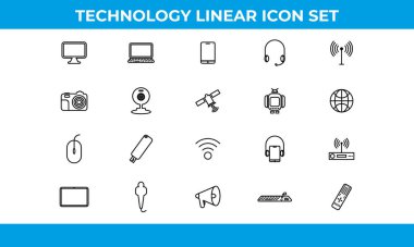 Linear Technology and Multimedia icons. Design elements for mobile and web applications.